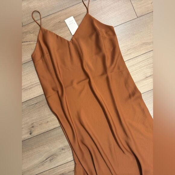 NWT A New Day V-Neck Midi Slip Dress Brown Rust Target women’s silky m medium - Picture 9 of 9